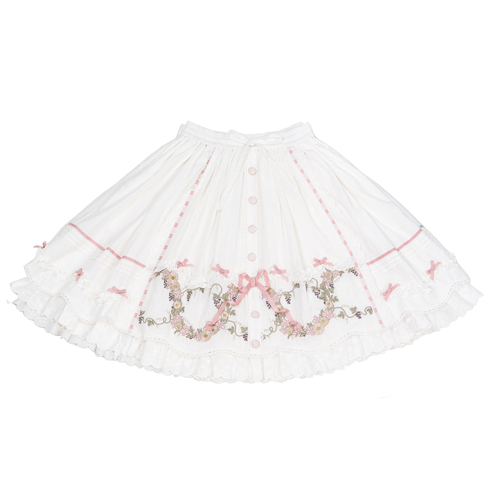 Mysterious Embroidery コットンスカート ショート丈・ロング丈