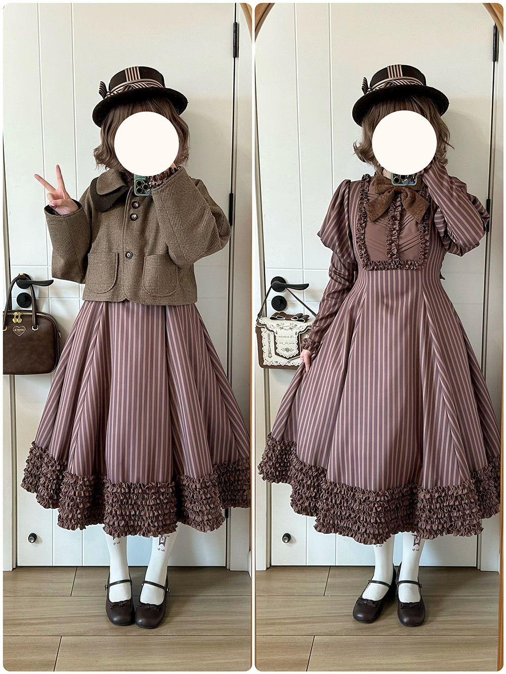 [Pre-orders available until 12/4] Classic Chocolat Stripe Long Dress