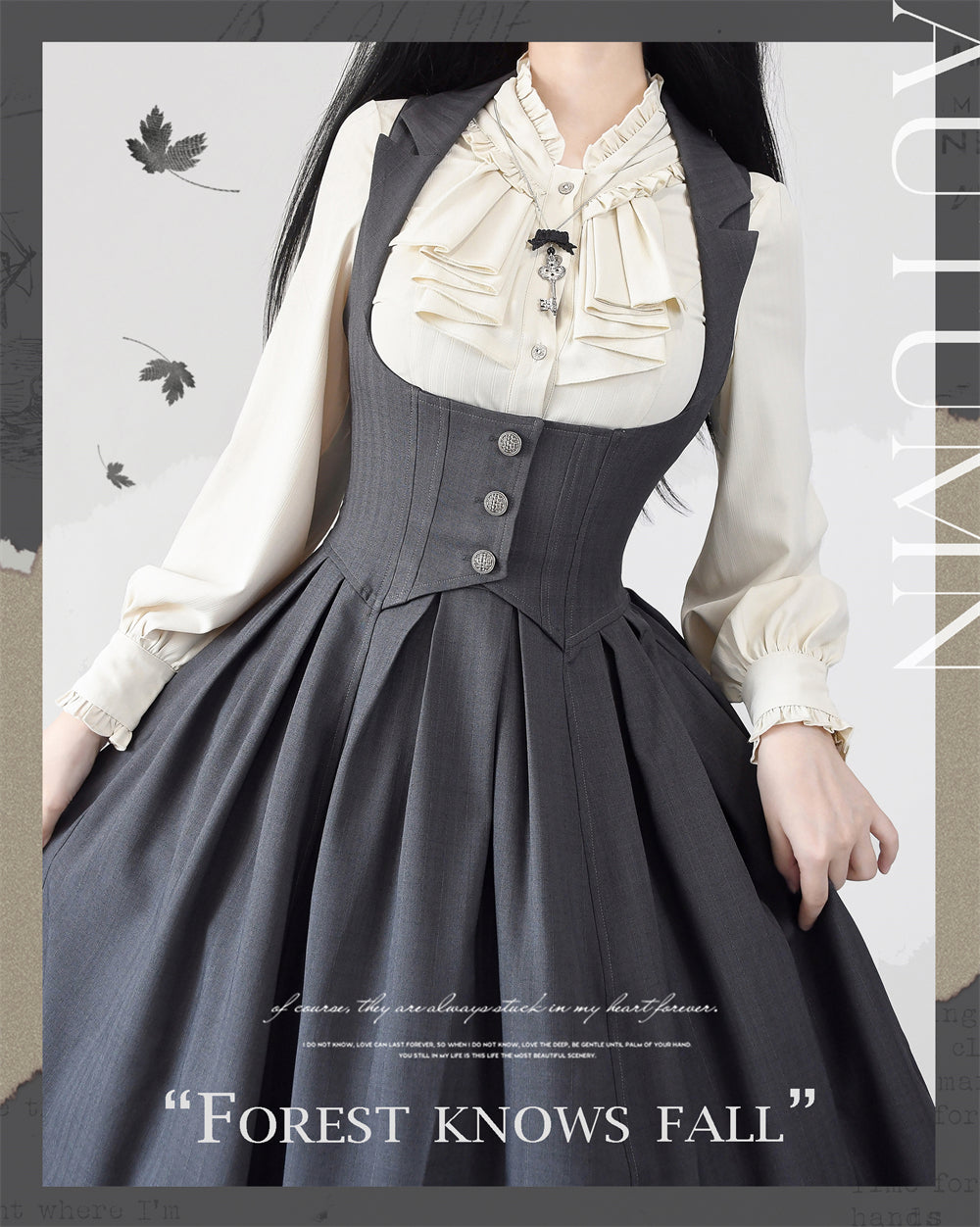 [Pre-order] Forest Knows Fall Classical Jumper Skirt with Ribbon Headband