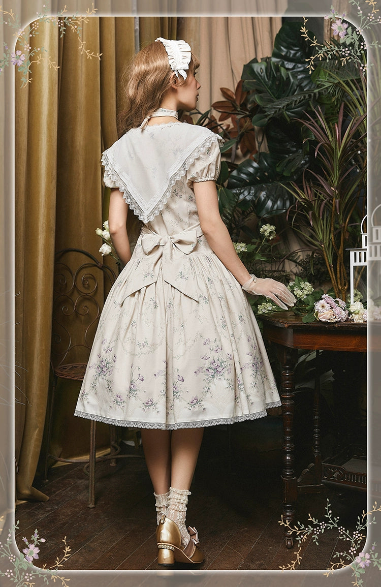 Bouquet of the Valley embroidered triangle collar floral dress