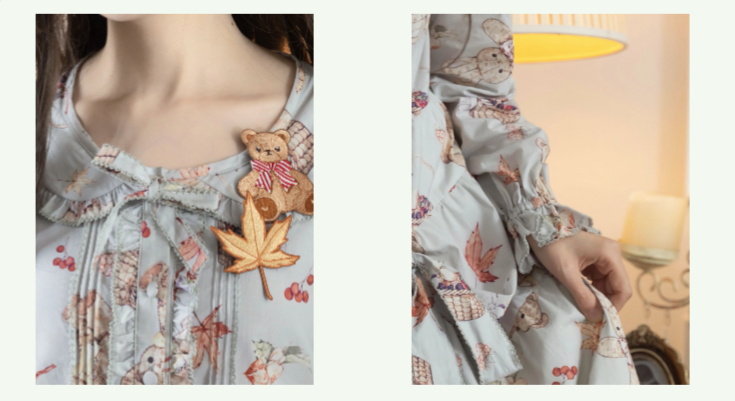 【受注予約11/4まで】Autumn Rabbit Bear ワンピースとジャンパースカート シンプルver.