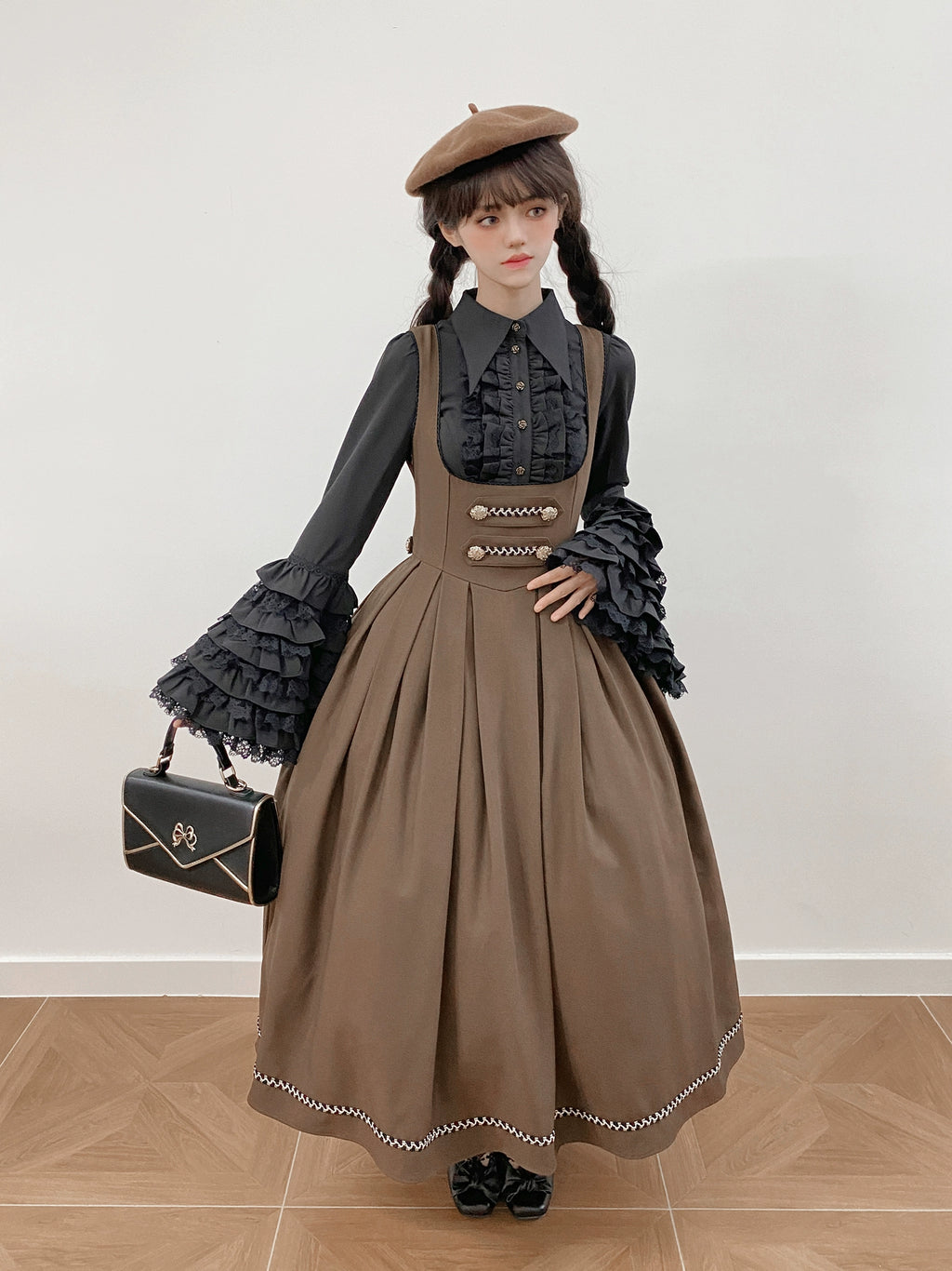 [Resale/Pre-orders available until 10/28] Bright Moon Corset Jumper Skirt, Plain Type [Brown]