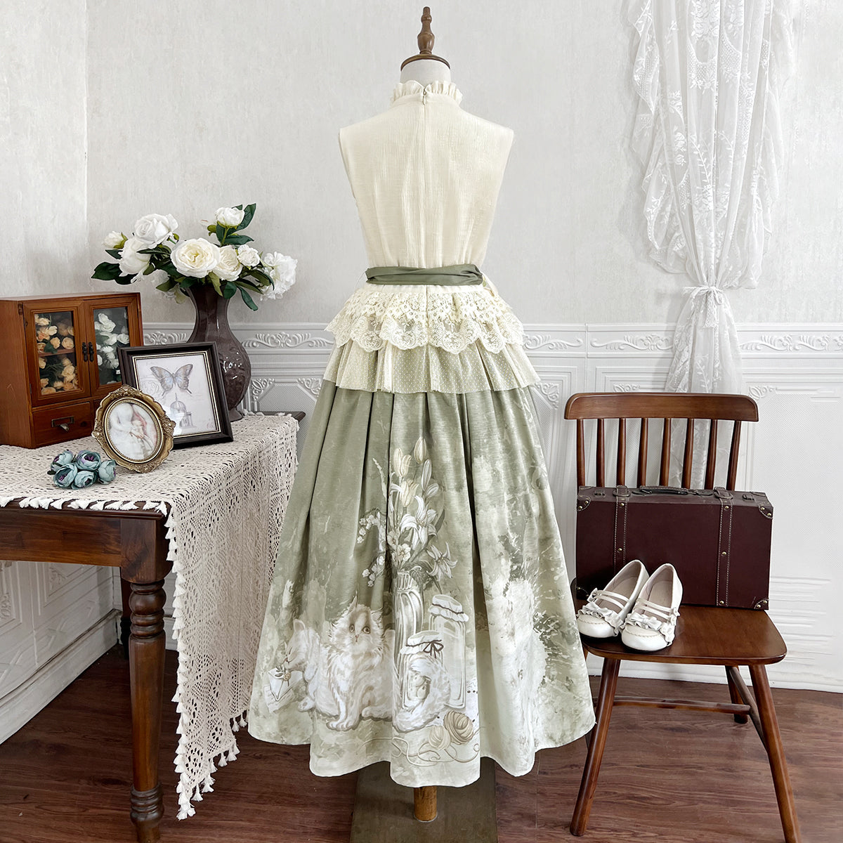 白花 中華風ロングスカートセットアップ