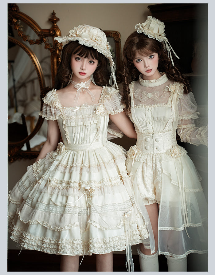 【受注予約4/28まで】Camellia Dream スクエアネックワンピース・ショート丈
