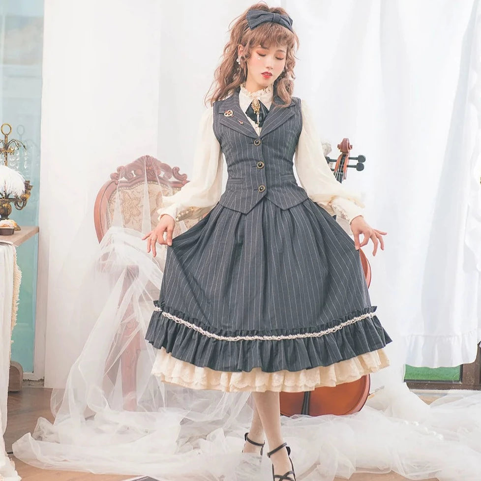 [Pre-order] British Classical Lolita Vertical Striped Vest