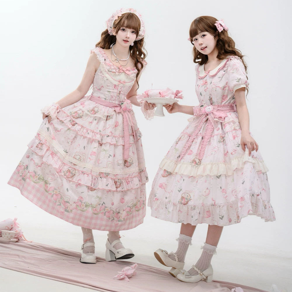 【受注予約9/2まで】Natural Apple Tea ガーデンワンピース・ピンク