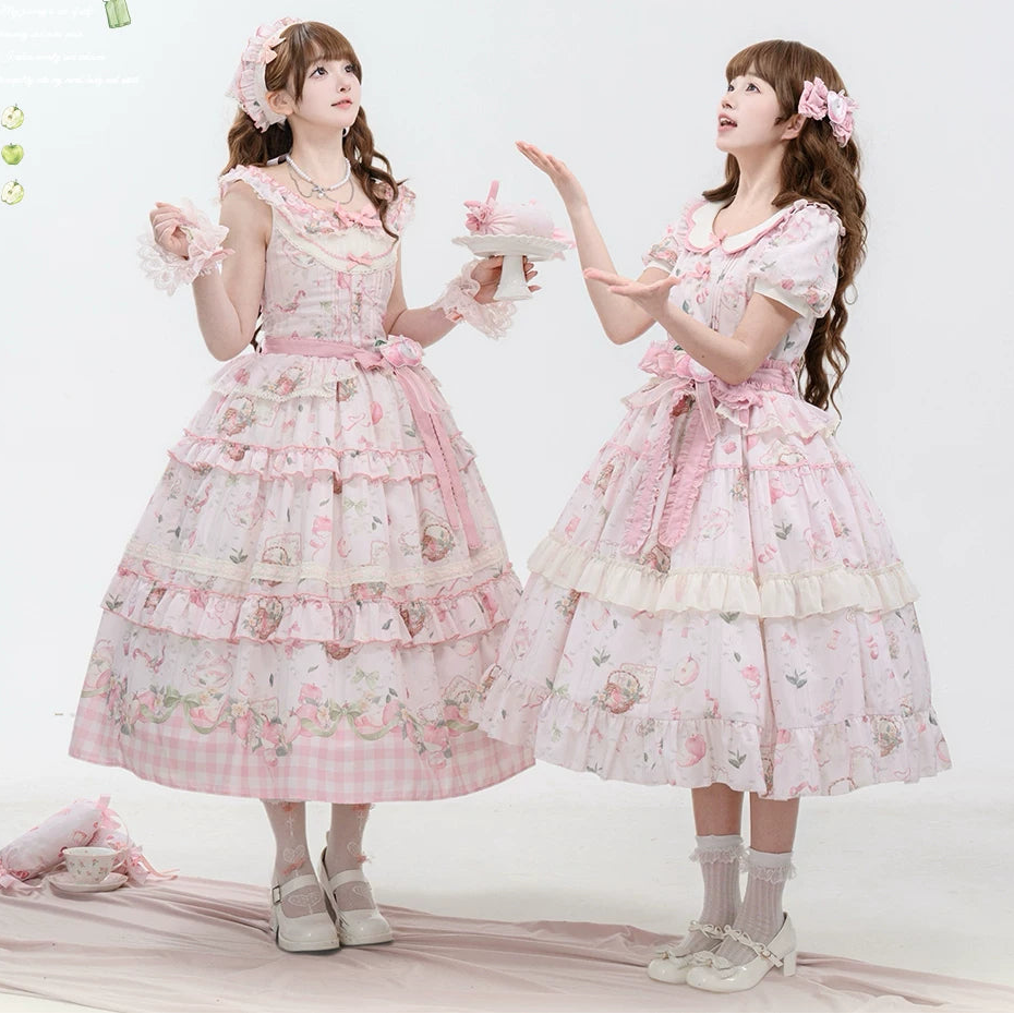 【受注予約9/2まで】Natural Apple Tea ガーデンワンピース・ピンク