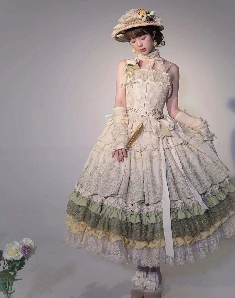 Fourteen-line poem: Lace and embroidered skirt