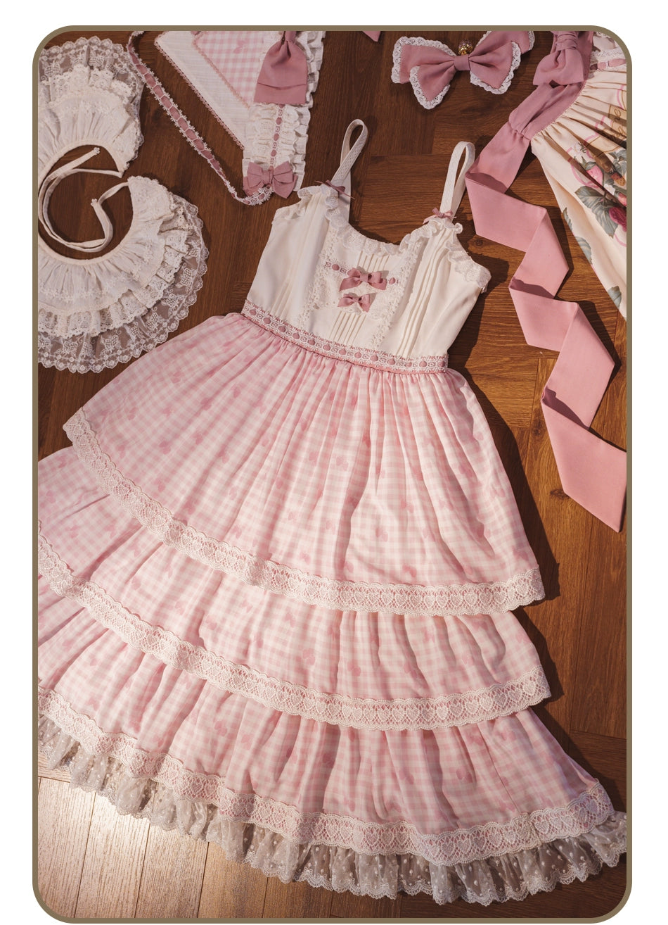 【受注予約8/18まで】Strawberry Sunshine Picnic  カントリー風ジャンパースカートとエプロン