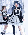 【アウトレット】SFメイド ゴスロリエプロン付き長袖ワンピース・ブラック・3XL・即納