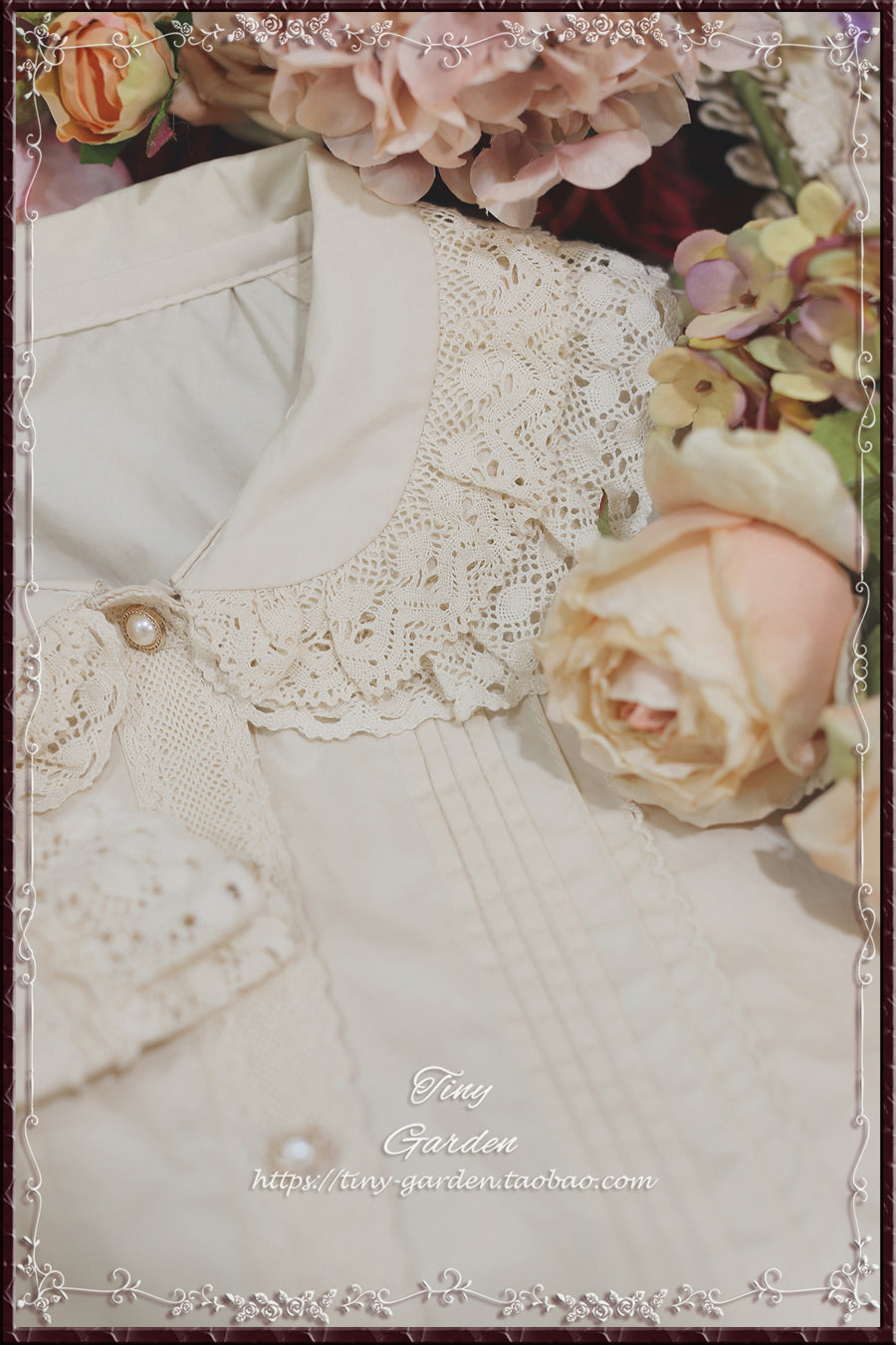 [Pre-order] Retro cotton lace short sleeve blouse