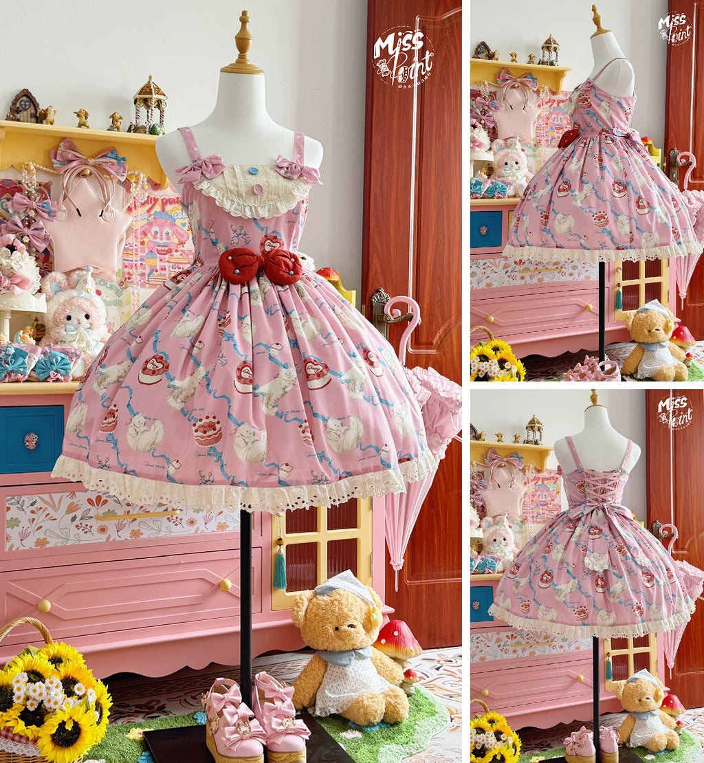 【予約販売】Sweet Cherry Cat ビブスジャンパースカート