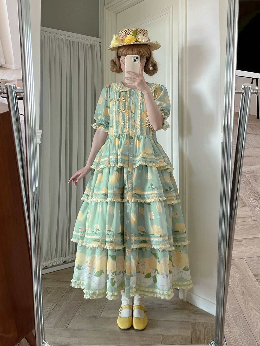 【予約販売】Lemon Sweetie プリント半袖ワンピース・ラグジュアリータイプ