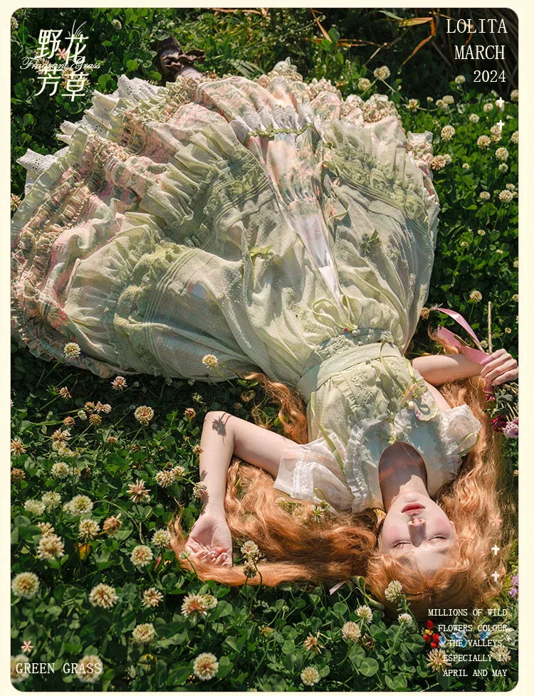 【再販・受注予約2/12まで】Fragrant Grass フレアスリーブティアードワンピース