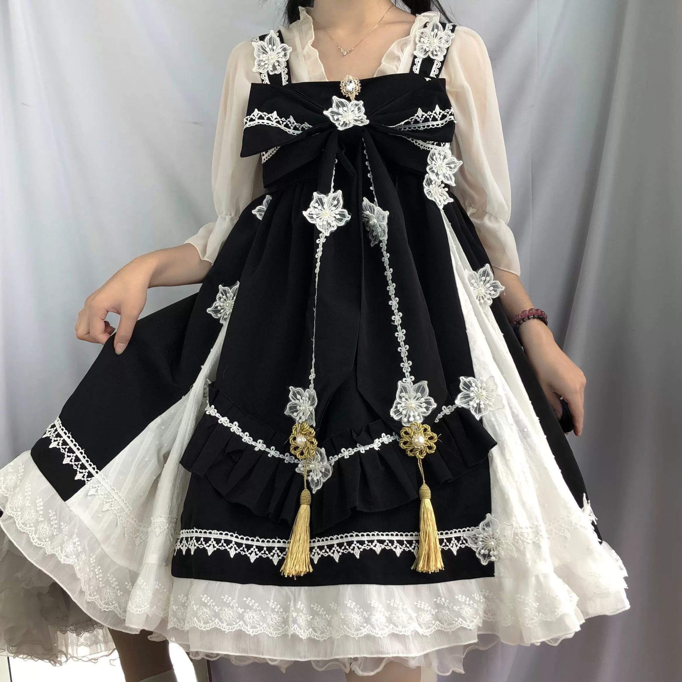 ビッグリボンの華ロリジャンパースカートセット