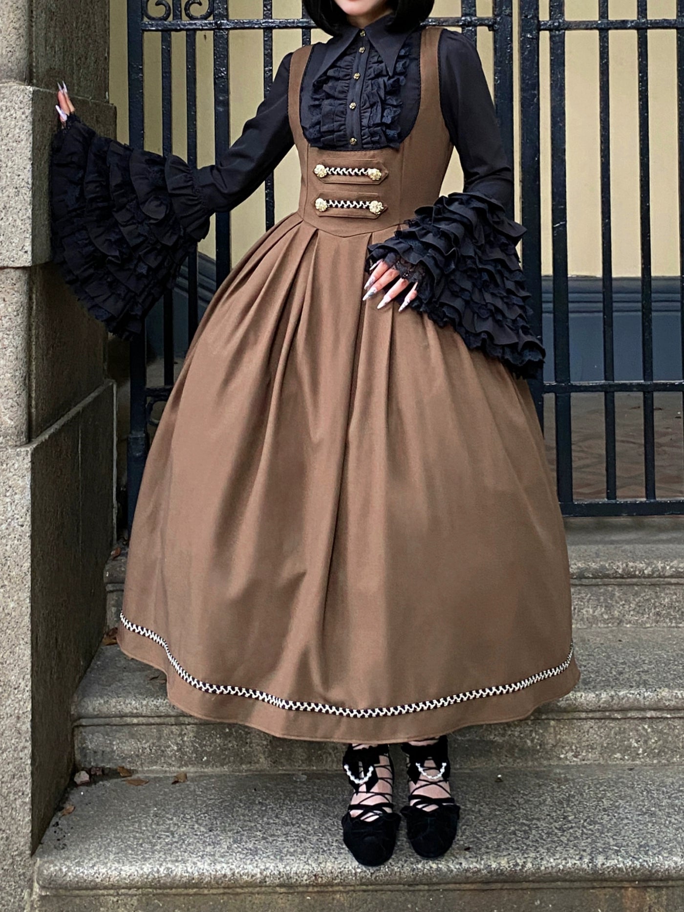 [Resale/Pre-orders available until 10/28] Bright Moon Corset Jumper Skirt, Plain Type [Brown]
