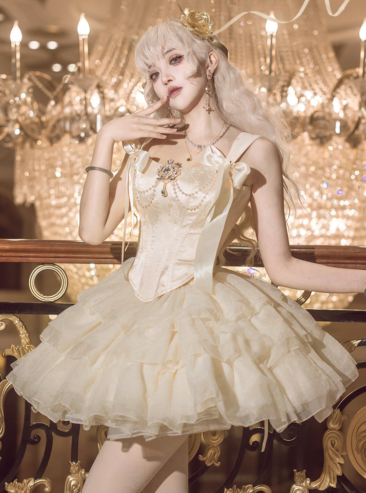 Cream Polkaフレンチガーリー  バレエ風セットアップ