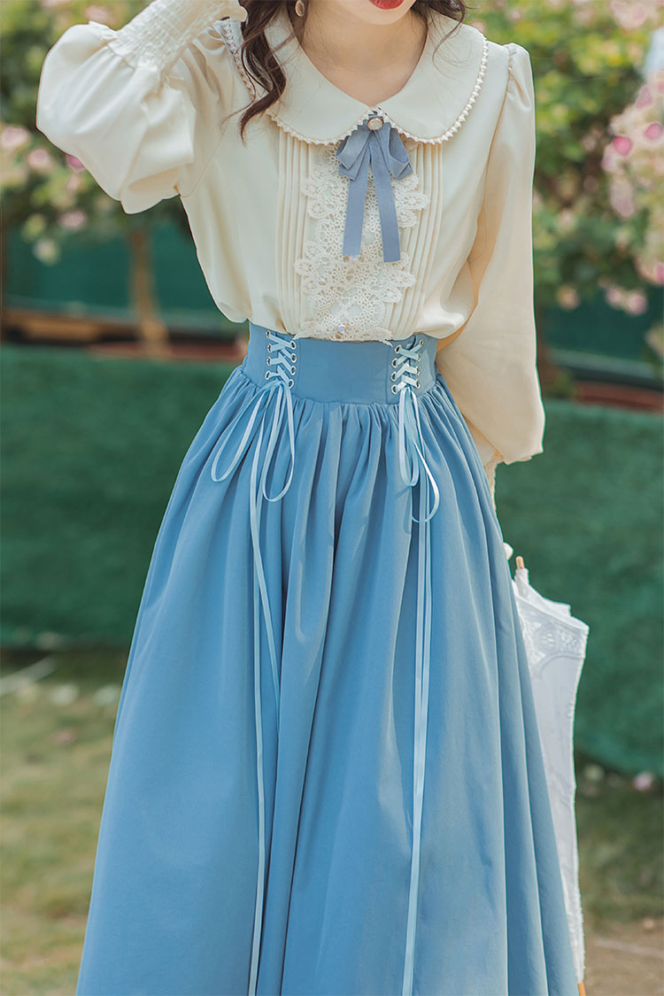 Lady-style retro classical setup [Long sleeve type] Total 5 colors