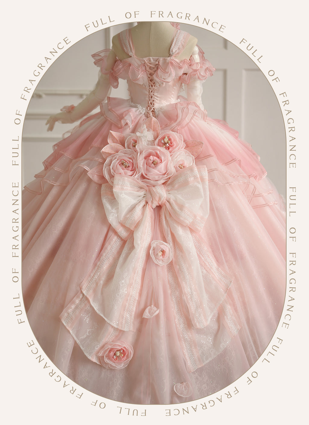 [Pre-orders available until 2/26] Full of Fragrance Dress with Train and Inner Skirt - Pink