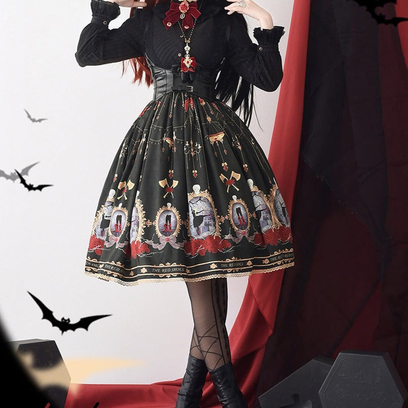 The Red Shoes Gothic Lolita Print Skirt