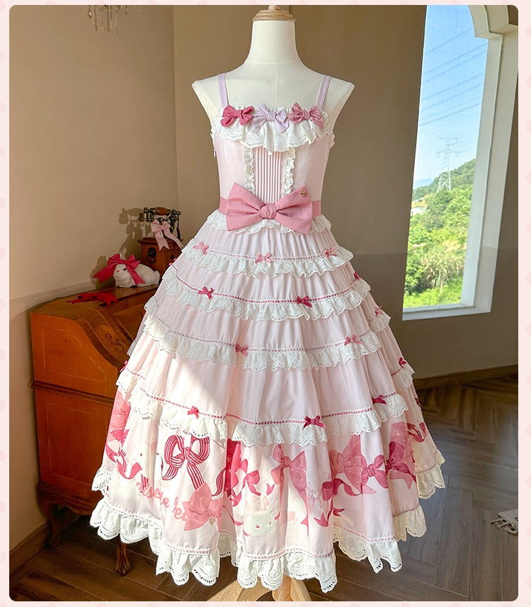 【受注予約6/11まで】Bow Rabbit ティアードジャンパースカート