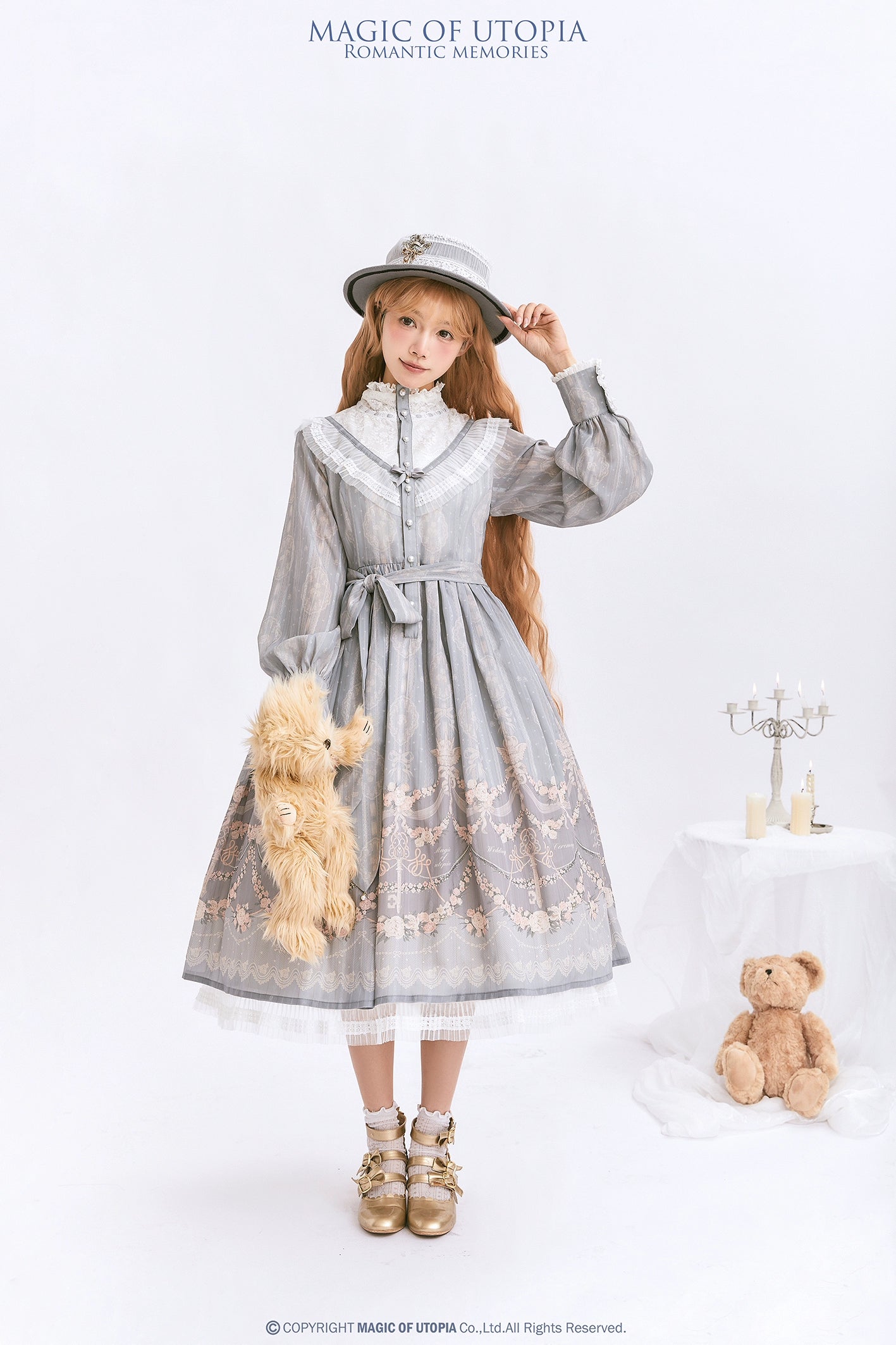 [Sale period ended] Romantic Memories Stand Collar Dress