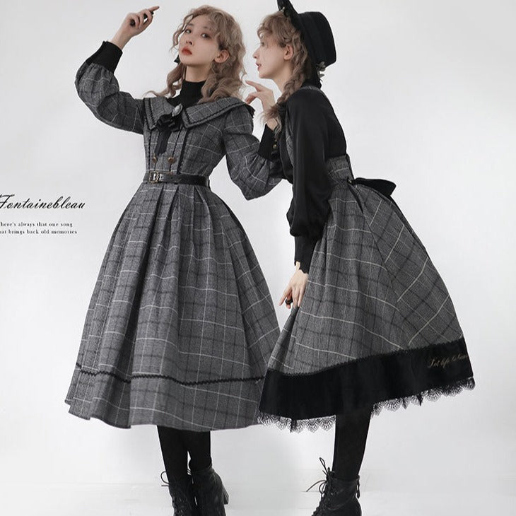 Fontainebleau checkered high waist jumper skirt