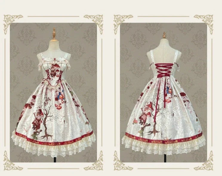 Traveling Cat Antique Print Jumper Skirt