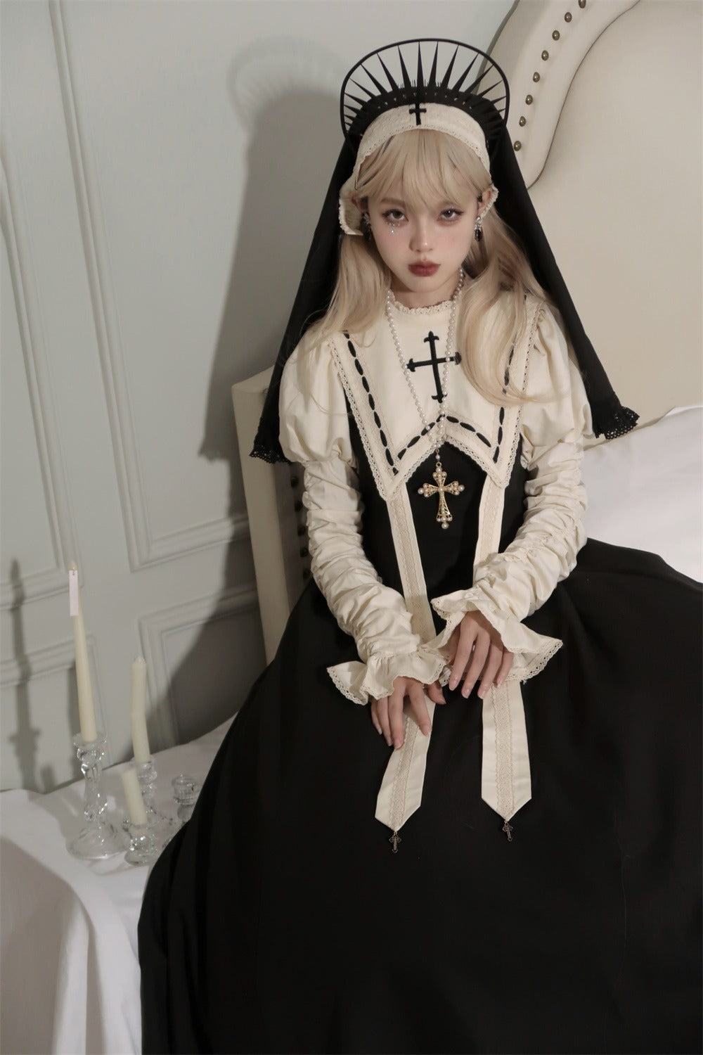 [Sale period has ended] Pray on a Moonlight Night Dress, Black, Long Length