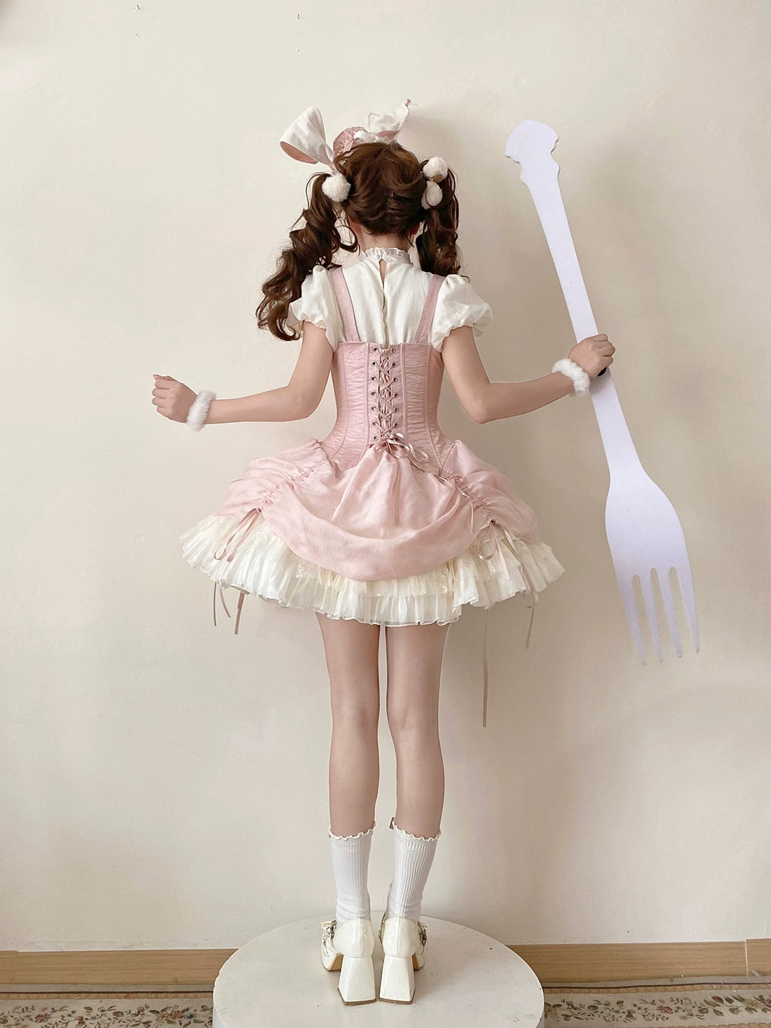 【受注予約6/30まで】Brulee Bunny コルセットジャンパースカートセット・ピンク