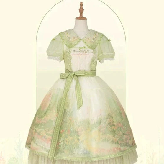 【再販・受注予約2/12まで】Fragrant Grass パフスリーブワンピース オーガンジータイプ