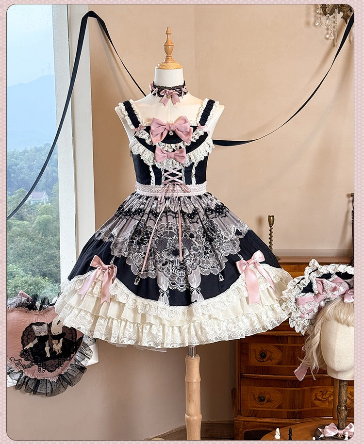 【再販・受注予約12/23まで】Lace Figure プリントジャンパースカート