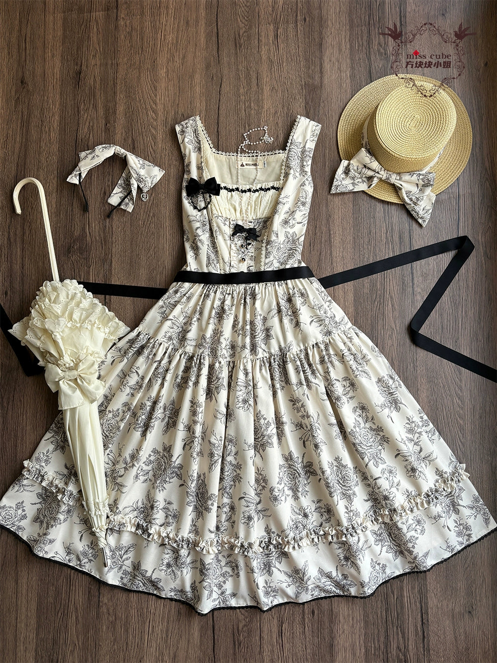 【予約販売】Sketch Wild Rose ジャンパースカート プリントタイプ