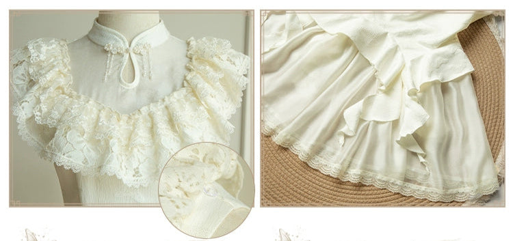 白百合色のフィッシュテール華ロリドレス