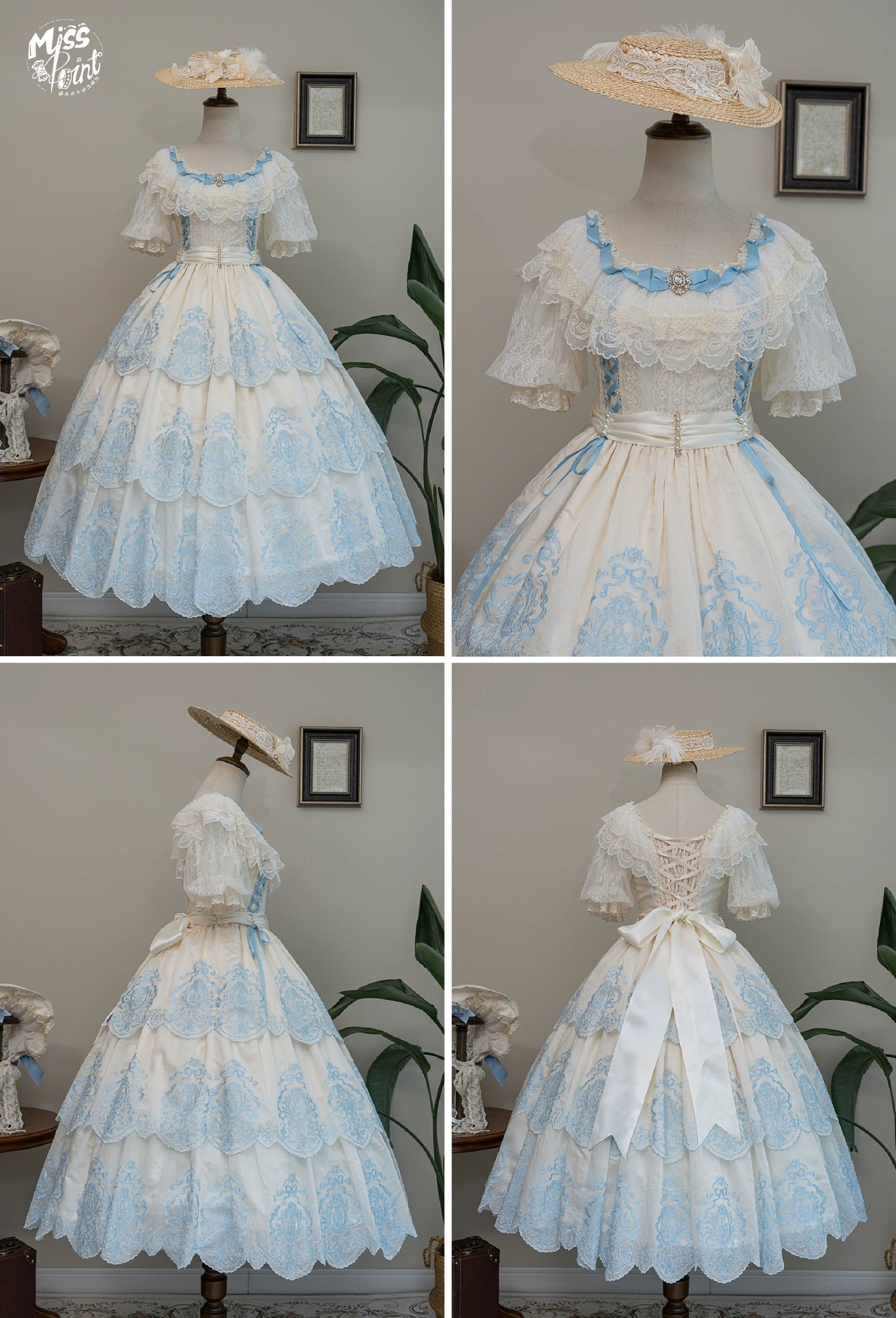 【受注予約9/25まで】Noble Garden 付け袖付き刺繍ワンピース