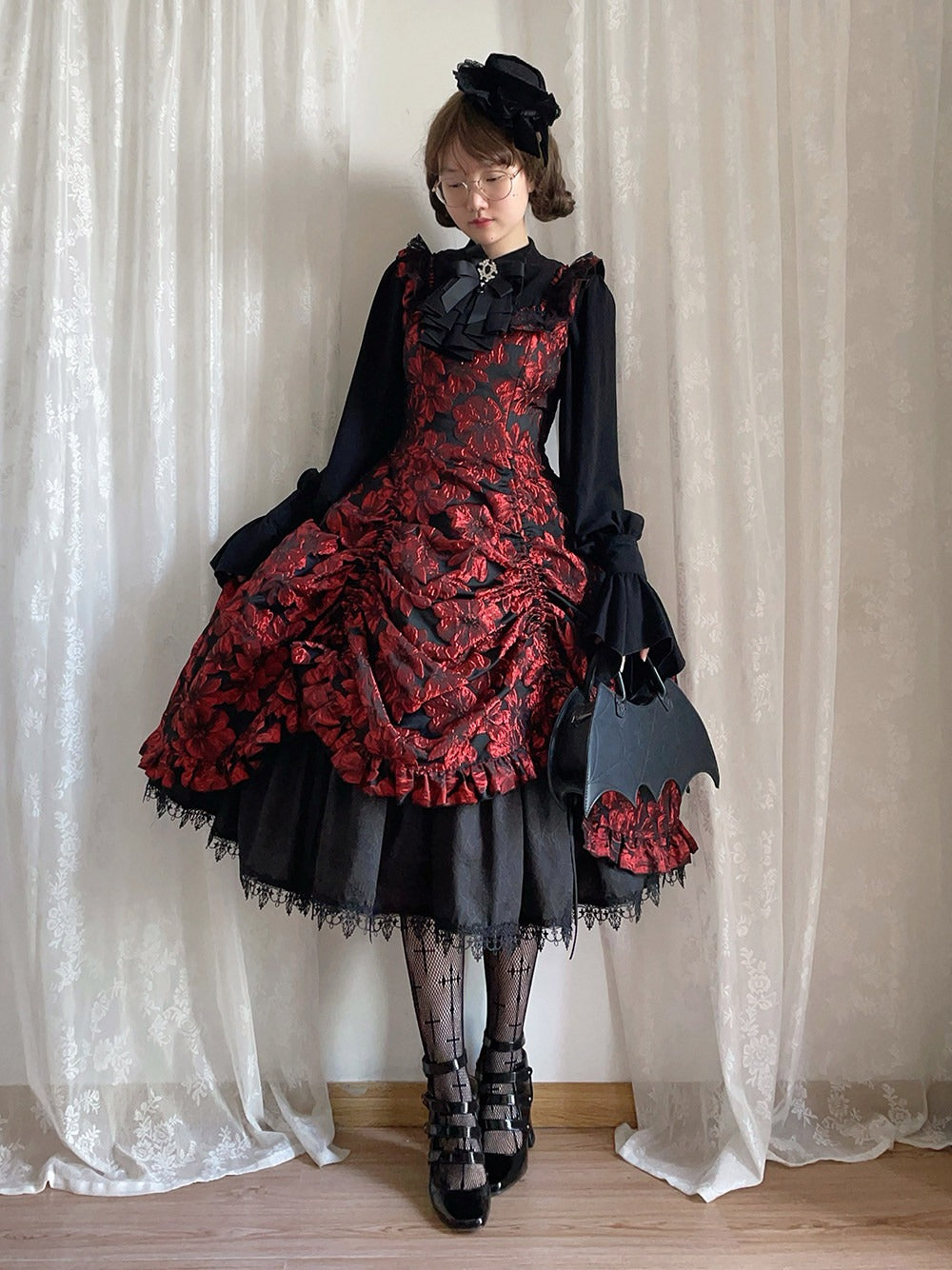 【受注予約8/27まで】暗夜百合 ゴシックジャンパースカート・ロング丈
