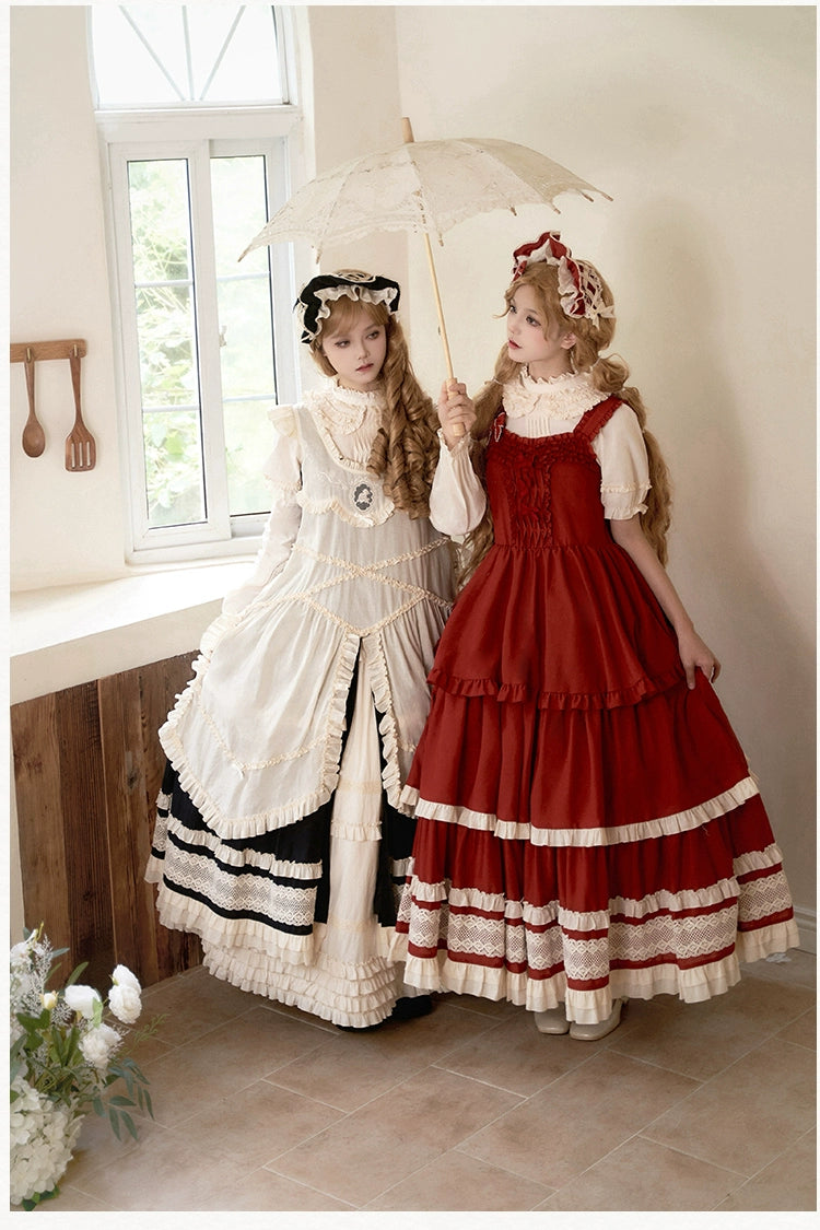 Retro volume frill jumper skirt set