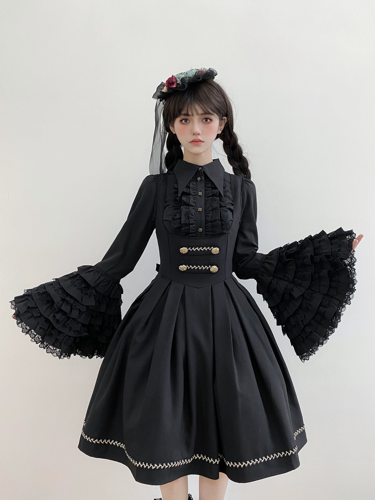 [Pre-orders available until 9/29] Bright Moon Corset Jumper Skirt, Plain Type [Black]