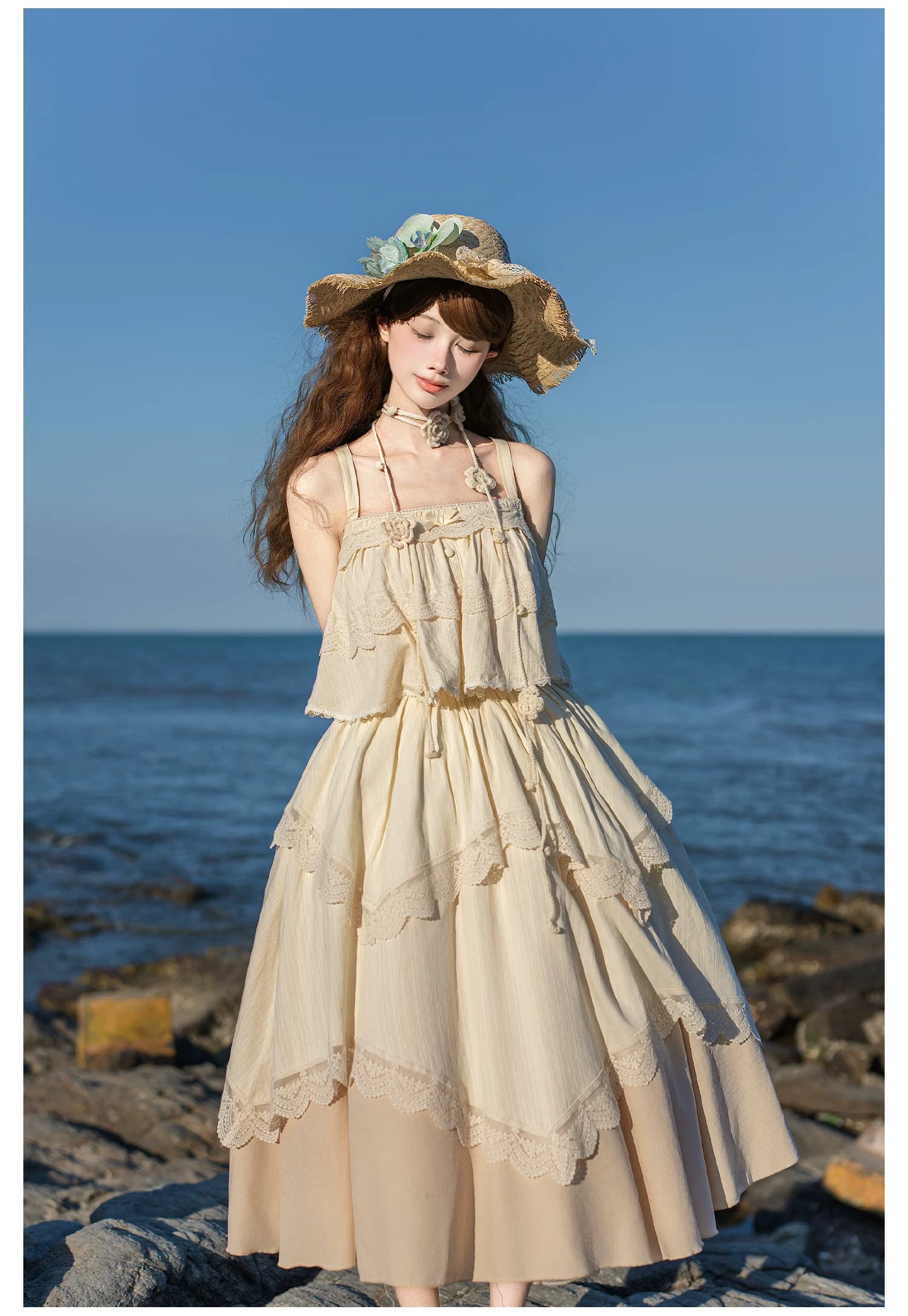 Bluebell Summer キャミソールトップスとロングスカートのセットアップ・帽子付き