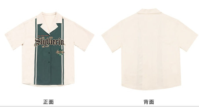 Hogwarts School of Witchcraft and Wizardry Embroidered Short Sleeve Oversized Shirt
