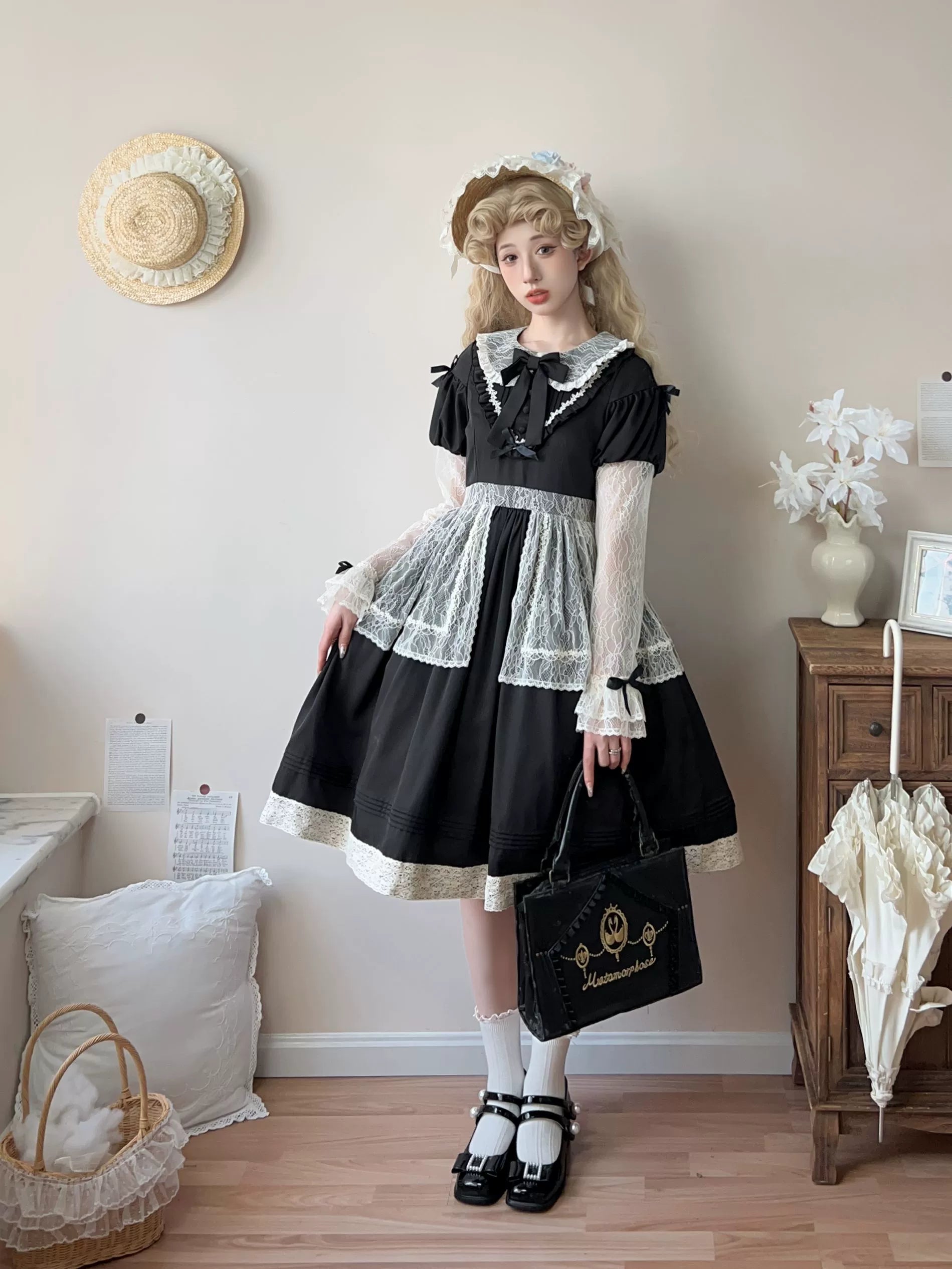 [Pre-orders available until 11/18] Flower Mist Path lace short-sleeve dress available in 4 colors