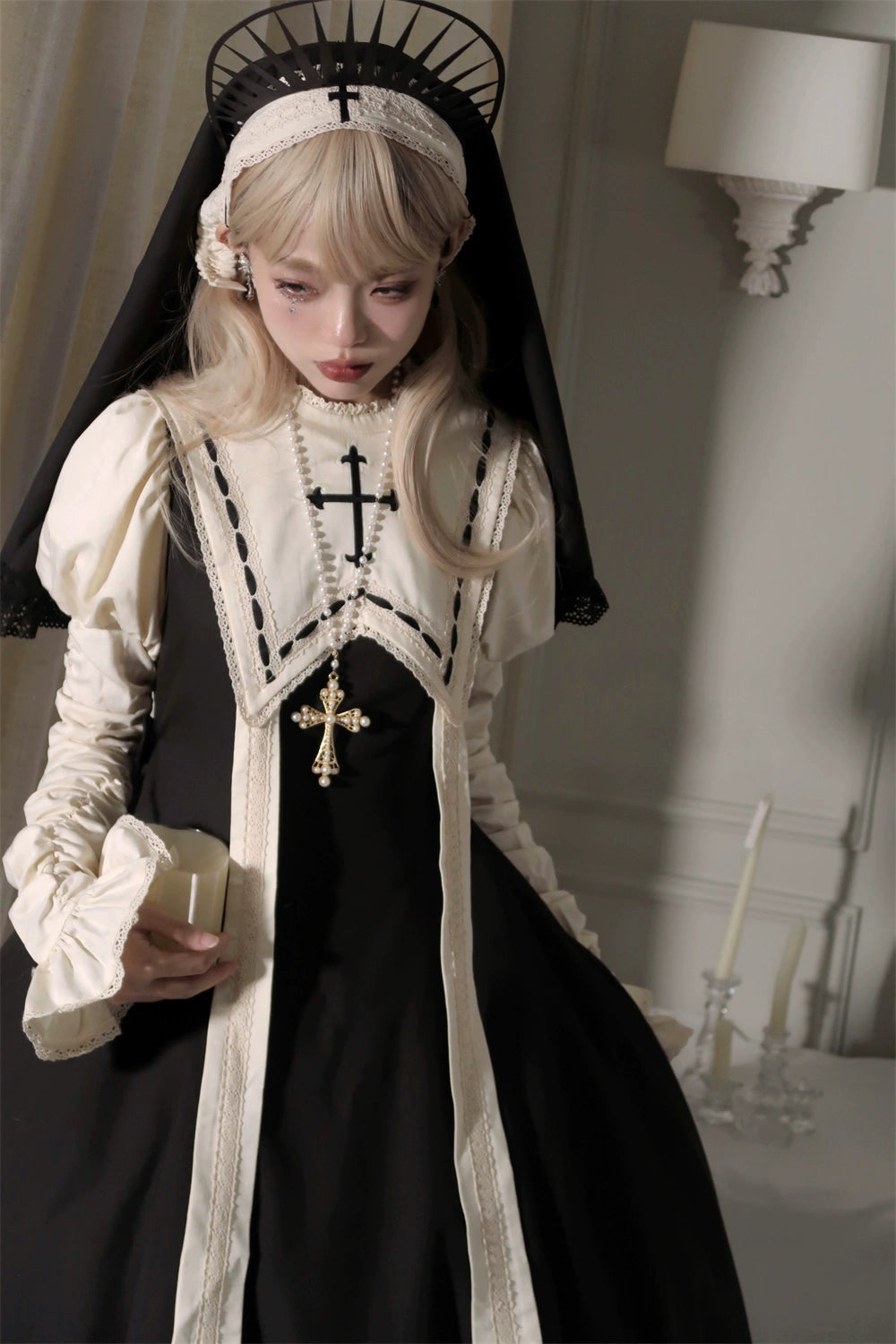 [Sale period has ended] Pray on a Moonlight Night Dress, Black, Long Length