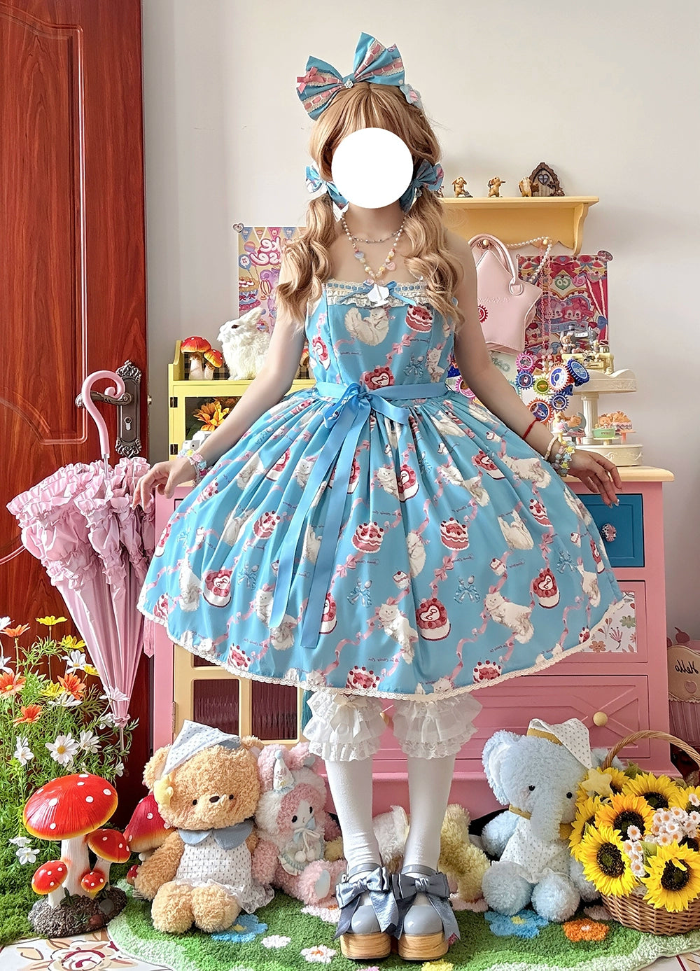 【受注予約7/9まで】Sweet Cherry Cat デイリージャンパースカート