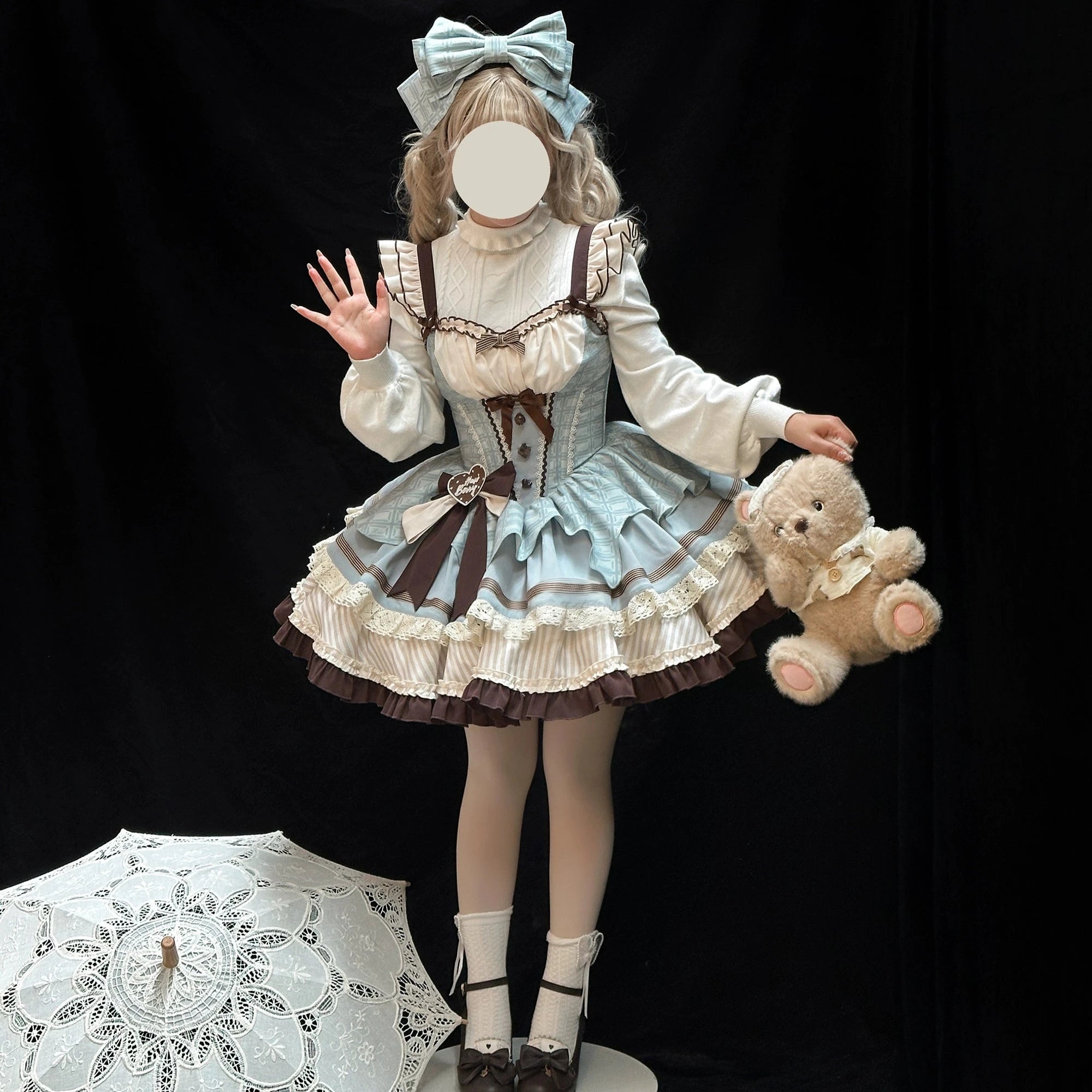【再販・受注予約3/9まで】Mellow Mint Chocolate ジャンパースカートとリボンカチューシャ