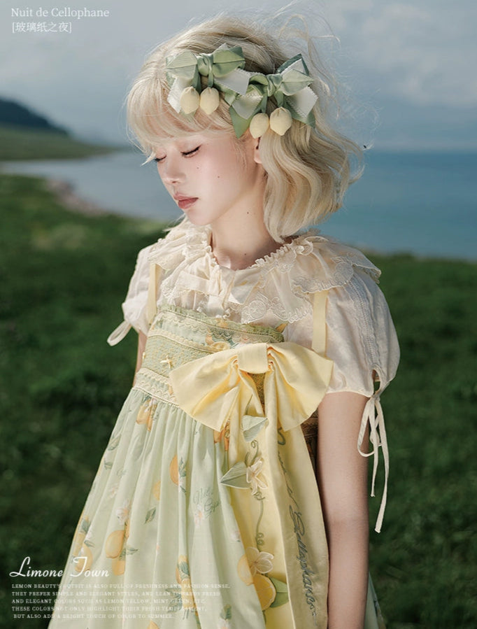 【受注予約7/16まで】Limone Town カントリー風ハイウエストジャンパースカート