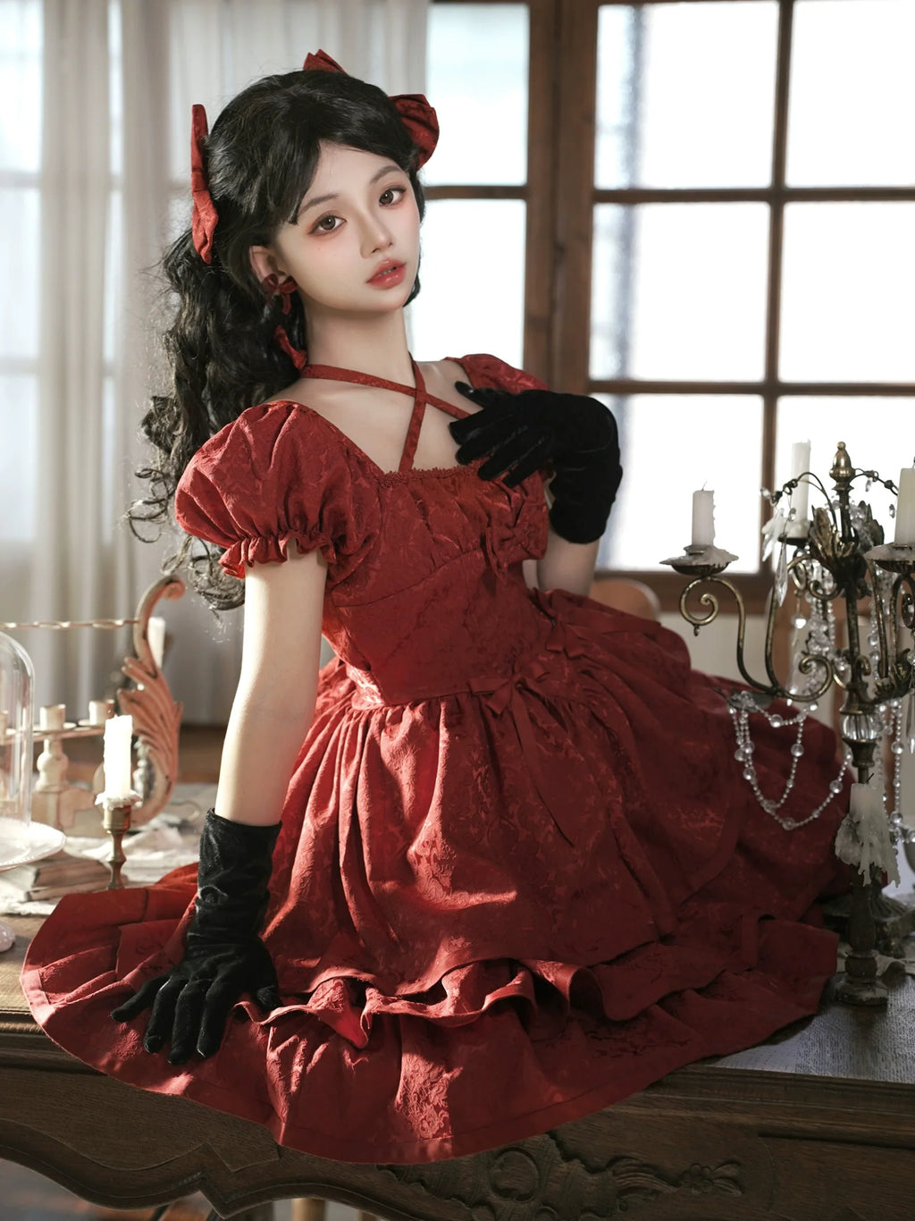 Rose of Thorns Cross Neck Ribbon Dress