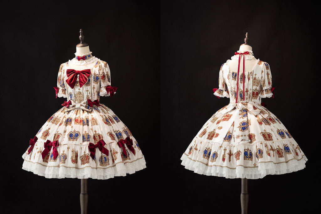[Resale/Pre-orders available until 3/9] Star Crown Velvet Ribbon Print Dress