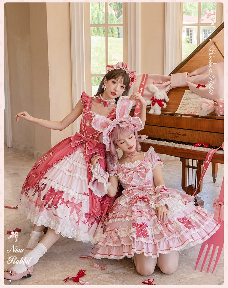 【受注予約6/11まで】Bow Rabbit ティアードジャンパースカート