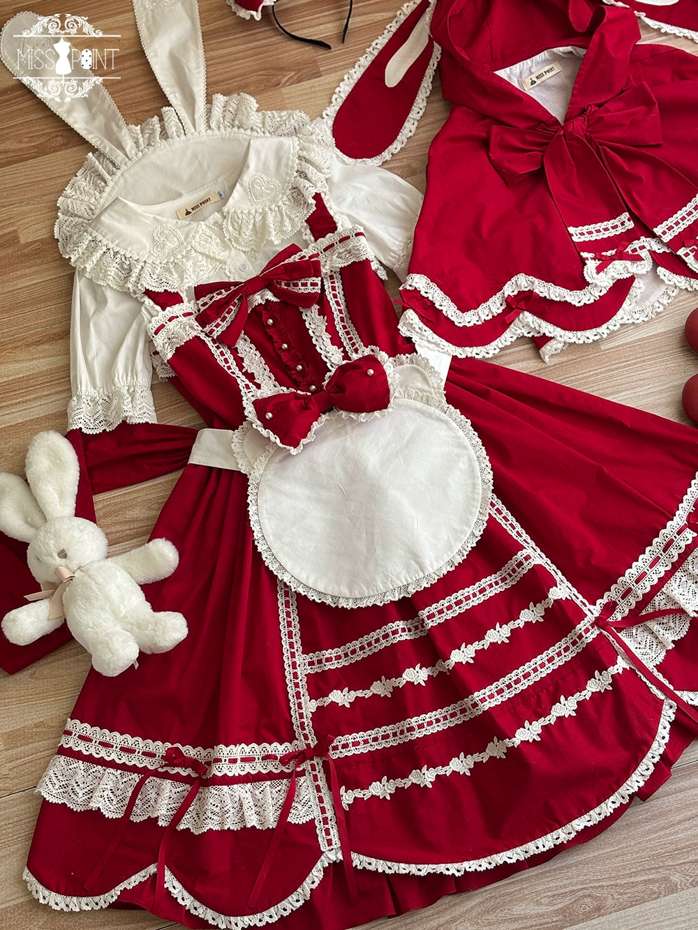 【受注予約6/12まで】Antique Petal Rabbit リボンジャンパースカート