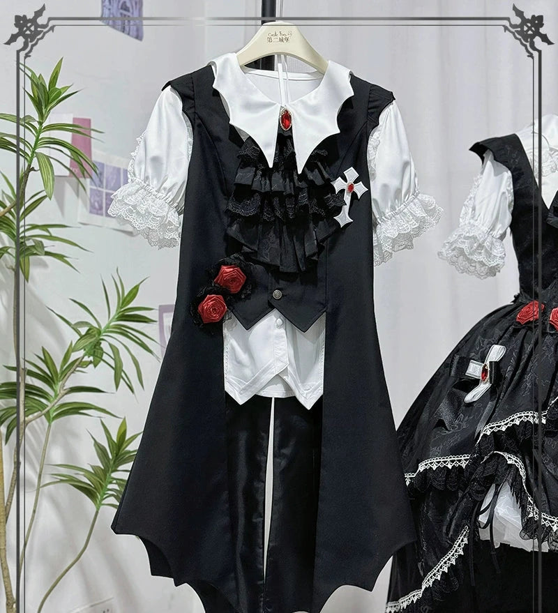 [Pre-orders available until 10/8] Rose of the Night - Vest with rose brooch